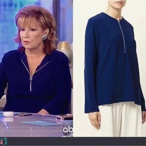 Stella McCartney NWT‎ Navy Blue Arlesa Quarter Zip Blouse Size 42